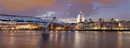 Millennium Bridge, St. Paul's Cathedral and River Thames, London, England, United Kingdom, Europe Stock Photo - Premium Royalty-Free, Code: 6119-07845506