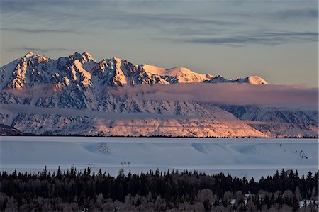 Teton Range at first light in the winter, Grand Teton National Park, Wyoming, United States of America, North America Stock Photo - Premium Royalty-Free, Code: 6119-07845641