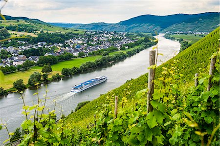 simsearch:6119-07541536,k - Cruise ship passing a vineyard at Muehlheim, Moselle Valley, Rhineland-Palatinate, Germany, Europe Stock Photo - Premium Royalty-Free, Code: 6119-07845691