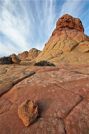 simsearch:6119-08268302,k - Sandstone formations and rock with clouds, Coyote Buttes Wilderness, Vermilion Cliffs National Monument, Arizona, United States of America, North America Foto de stock - Sin royalties Premium, Código: 6119-07845626