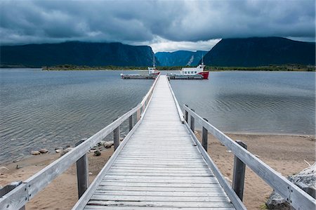 parco nazionale di gros morne - Jetty to the Western Brook pond in the Gros Morne National Park, UNESCO World Heritage Site, Newfoundland, Canada, North America Fotografie stock - Premium Royalty-Free, Codice: 6119-07845707