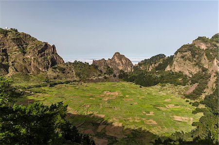 A view of the volcanic crater of Cova de Paul on Santo Antao Island, Cape Verde, Africa Stock Photo - Premium Royalty-Free, Code: 6119-07943778