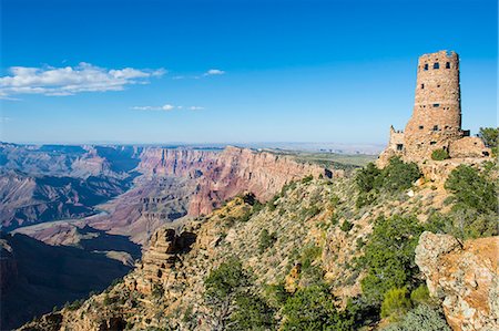 Desert view stone tower on top of the south rim of the Grand Canyon, UNESCO World Heritage Site, Arizona, United States of America, North America Stock Photo - Premium Royalty-Free, Code: 6119-07943947