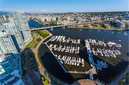 small town downtown canada - Aerial view, showing Yaletown, downtown, False Creek, Cambie Street Bridge, Vancouver, British Columbia, Canada, North America Stock Photo - Premium Royalty-Free, Code: 6119-07969033