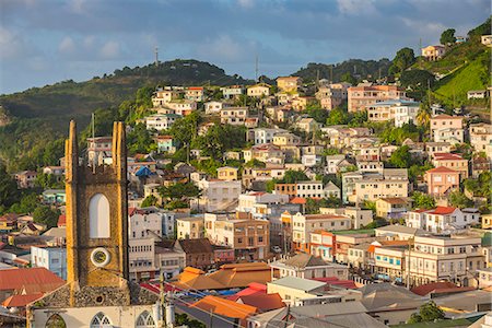 View over St. Georges, capital of Grenada, Windward Islands, West Indies, Caribbean, Central America Foto de stock - Sin royalties Premium, Código: 6119-08062370