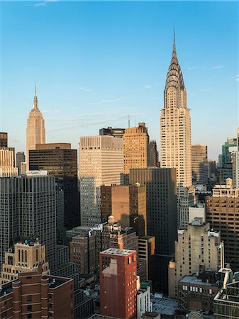 Manhattan skyscrapers including the Empire State Building and Chrysler Building, Manhattan, New York City, New York, United States of America, North America Photographie de stock - Premium Libres de Droits, Code: 6119-08062311