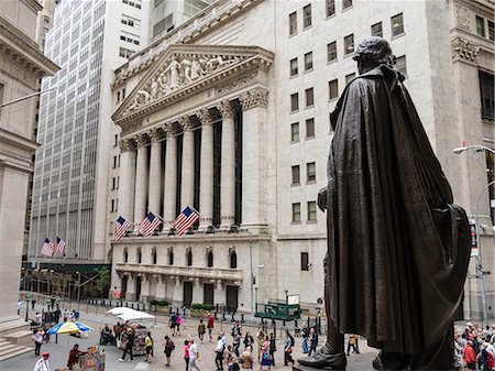 New York Stock Exchange and George Washington statue, Wall Street, Manhattan, New York City, New York, United States of America, North America Stock Photo - Premium Royalty-Free, Code: 6119-08062320