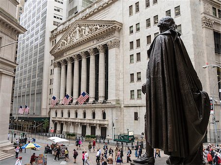 New York Stock Exchange and George Washington statue, Wall Street, Manhattan, New York City, New York, United States of America, North America Stock Photo - Premium Royalty-Free, Code: 6119-08062320