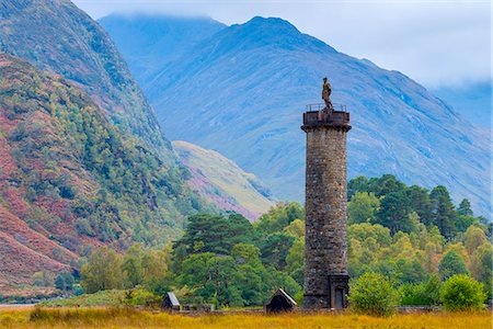 Monument to 1745 landing of Bonnie Prince Charlie at start of Jacobite Uprising, Glenfinnan, Loch Shiel, Highlands, Scotland, United Kingdom, Europe Photographie de stock - Premium Libres de Droits, Code: 6119-08062404