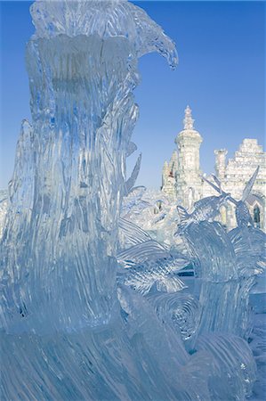 sculpture outdoor - Spectacular ice sculptures at the Harbin Ice and Snow Festival in Harbin, Heilongjiang Province, China, Asia Stock Photo - Premium Royalty-Free, Code: 6119-08081153