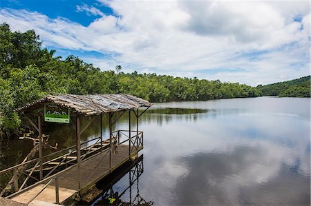 sao tome - Pier and mangroves on the Malanza River on the south coast of Sao Tome, Sao Tome and Principe, Atlantic Ocean, Africa Photographie de stock - Premium Libres de Droits, Code: 6119-08081176