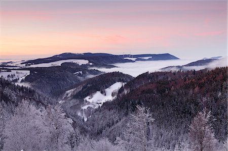 simsearch:6119-08081086,k - View from Black Forest Highway to Simonswaelder Tal Valley at sunset, Black Forest, Baden-Wurttemberg, Germany, Europe Stock Photo - Premium Royalty-Free, Code: 6119-08081115