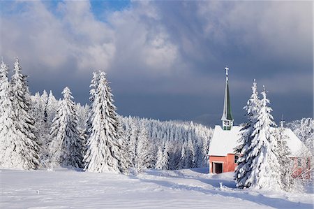 simsearch:6119-08081120,k - Winter landscape with church, Kandel Mountain, Black Forest, Baden-Wurttemberg, Germany, Europe Stockbilder - Premium RF Lizenzfrei, Bildnummer: 6119-08081118
