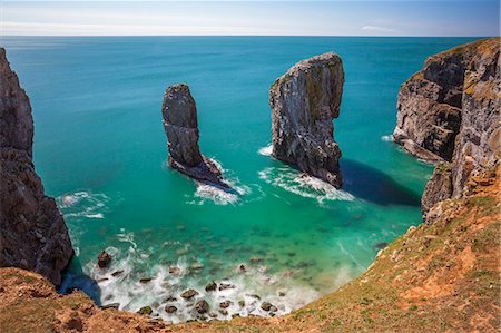 Stack Rocks, Castlemartin, Pembrokeshire Coast, Wales, United Kingdom, Europe Stock Photo - Premium Royalty-Free, Code: 6119-08170264