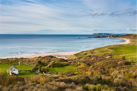 promontoire - View over Whitepark Bay (White Park Bay), County Antrim, Ulster, Northern Ireland, United Kingdom, Europe Foto de stock - Sin royalties Premium, Código: 6119-08170216