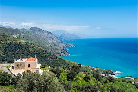 View over the south coast of Crete, Greek Islands, Greece, Europe Photographie de stock - Premium Libres de Droits, Code: 6119-08126556