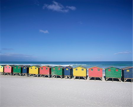 Colourful beach huts in Muizenberg, Cape Town, Cape Peninsula, South Africa, Africa Photographie de stock - Premium Libres de Droits, Code: 6119-08266294