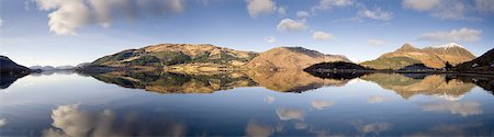 simsearch:6113-07160357,k - Panoramic view of Loch Levan in flat calm conditions with perfect reflections of distant mountains including Pap Of Glencoe, Glencoe Village, Highland, Scotland, United Kingdom, Europe Photographie de stock - Premium Libres de Droits, Code: 6119-08266449