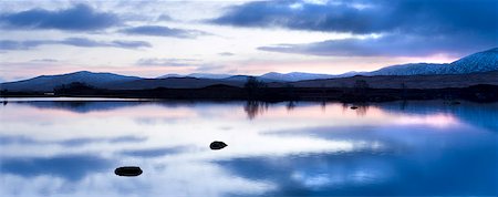 rannoch moor - Dawn view of Loch Ba reflecting the sky and distant snow-capped mountains, Rannoch Moor, Highland, Scotland, United Kingdom, Europe Stock Photo - Premium Royalty-Free, Code: 6119-08266518
