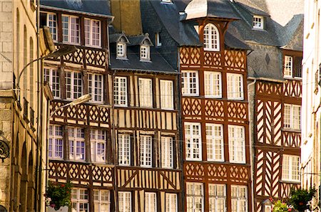 Typical half timbered houses, old town, Rennes, Brittany, France, Europe Stock Photo - Premium Royalty-Free, Code: 6119-08267298