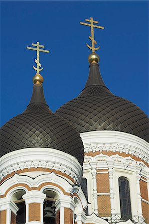 Domes of the Alexander Nevsky Cathedral, Russian Orthodox church, Toompea Hill, Tallinn, Estonia, Baltic States, Europe Fotografie stock - Premium Royalty-Free, Codice: 6119-08267345