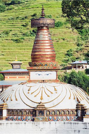simsearch:6119-08268579,k - Stupa with Buddha eyes, Punakha, Bhutan, Asia Foto de stock - Sin royalties Premium, Código: 6119-08267976