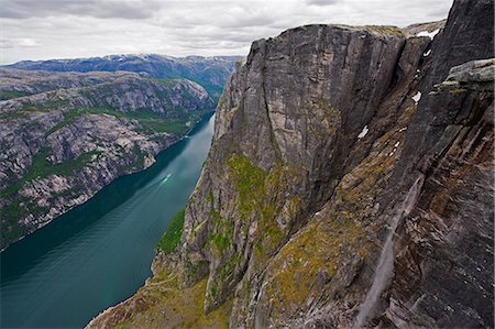 Waterfall fjord at Lyseboten, Lysefjord, Norway, Scandinavia, Europe Stock Photo - Premium Royalty-Free, Code: 6119-08268060