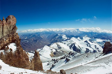 Vew from Aconcagua 6962m, highest peak in South America, Aconcagua Provincial Park, Andes mountains, Argentina, South America Stock Photo - Premium Royalty-Free, Code: 6119-08268177
