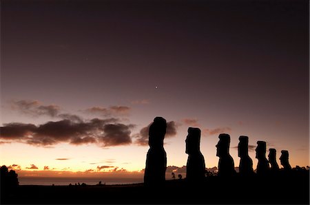 Ahu Akivi, Rapa Nui (Easter Island), UNESCO World Heritage Site, Chile, South America Photographie de stock - Premium Libres de Droits, Code: 6119-08268311