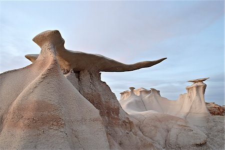 simsearch:6119-08242799,k - The Stone Wings formations at dusk, Bisti Wilderness, New Mexico, United States of America, North America Stock Photo - Premium Royalty-Free, Code: 6119-08268712