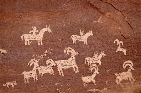simsearch:841-03868958,k - Bighorn hunt petroglyph panel, Arches National Park, Utah, United States of America, North America Stock Photo - Premium Royalty-Free, Code: 6119-08268836