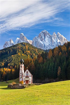 St. Johann Church, Geisler Gruppe, Dolomites, Trentino-Alto Adige, Italy, Europe Fotografie stock - Premium Royalty-Free, Codice: 6119-08269264