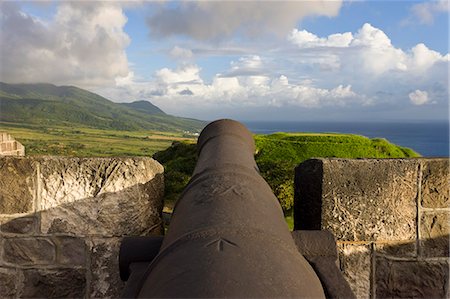 federation of st kitts and nevis - Brimstone Hill Fortress, 18th century compound, lined with 24 cannons, largest and best preserved fortress in the Caribbean, Brimstone Hill Fortress National Park, UNESCO World Heritage Site, St. Kitts, Leeward Islands, West Indies, Caribbean, Central America Stock Photo - Premium Royalty-Free, Code: 6119-08269270