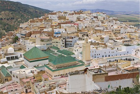 View over Moulay Idriss (Moulay Idriss Zerhoun), Morocco, North Africa, Africa Foto de stock - Sin royalties Premium, Código: 6119-08269606