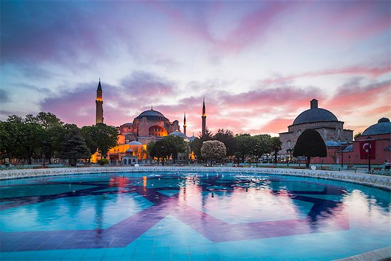 Hagia Sophia (Aya Sofya) (Santa Sofia), UNESCO World Heritage Site, at sunset, Sultanahmet Square Park, Istanbul, Turkey, Europe Stock Photo - Premium Royalty-Free, Image code: 6119-08278568