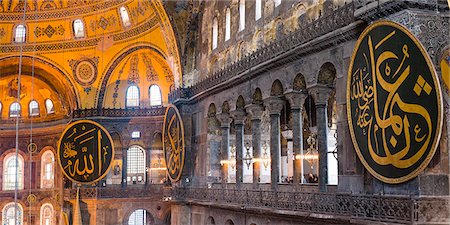 Inside Hagia Sophia, which has been a church, a mosque and is now a museum, UNESCO World Heritage Site, Istanbul, Turkey, Europe Stock Photo - Premium Royalty-Free, Code: 6119-08278578