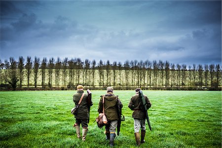 schütze (waffenschütze) - Three guns walking towards a drive, Wiltshire, England, United Kingdom, Europe Stockbilder - Premium RF Lizenzfrei, Bildnummer: 6119-08420446
