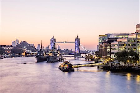 famous bridge europe capital city - Tower Bridge and the City of London, London, England, United Kingdom, Europe Stock Photo - Premium Royalty-Free, Code: 6119-08568363