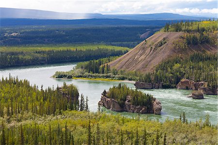 river & mountains - The Five Finger Rapids and the Yukon River, Yukon Territory, Canada, North America Stock Photo - Premium Royalty-Free, Code: 6119-08517967