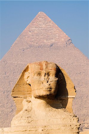 sphinx egypt - The Sphynx and the Pyramid of Khafre (Chephren), Giza, UNESCO World Heritage Site, near Cairo, Egypt, North Africa, Africa Stock Photo - Premium Royalty-Free, Code: 6119-08740793