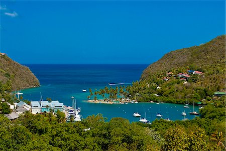 View of Marigot Bay, St. Lucia, Windward Islands, West Indies, Caribbean, Central America Photographie de stock - Premium Libres de Droits, Code: 6119-08741732