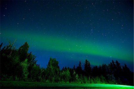 dramatic lighting - Aurora Borealis (Northern Lights) viewed from Denali Princess Wilderness Lodge, Alaska, United States of America, North America Stock Photo - Premium Royalty-Free, Code: 6119-08797280