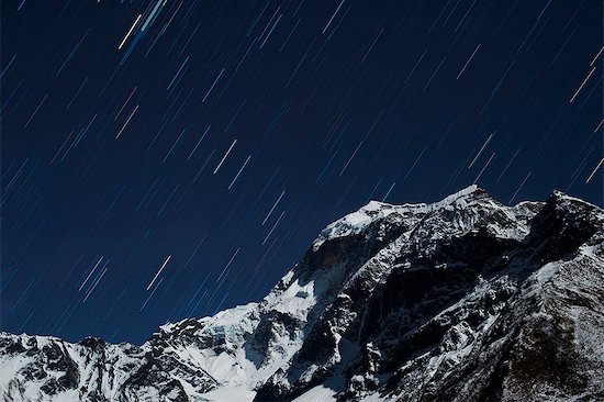 Star trails in the Manaslu region, Nepal, Himalayas, Asia Stock Photo - Premium Royalty-Free, Image code: 6119-08797365