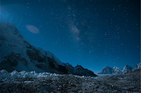 The Khumbu Glacier under a sea of stars, Nepal, Himalayas, Asia Stock Photo - Premium Royalty-Free, Code: 6119-08797370