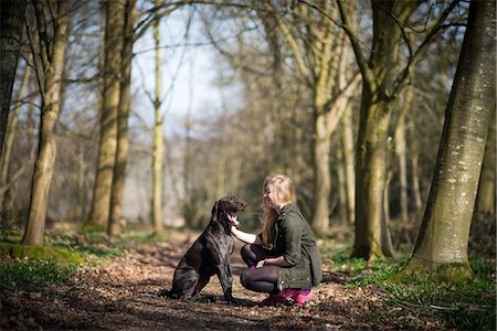 pointer dogs sitting - A girl takes her German short-haired pointer for a walk in woods near Ashmore in Dorset, England, United Kingdom, Europe Stock Photo - Premium Royalty-Free, Code: 6119-08797398