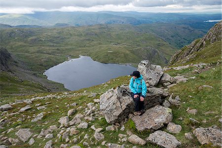 simsearch:6119-09161935,k - Looking down on Stickle Tarn near Great Langdale in the Lake District, Cumbria, England, United Kingdom, Europe Stock Photo - Premium Royalty-Free, Code: 6119-08797414