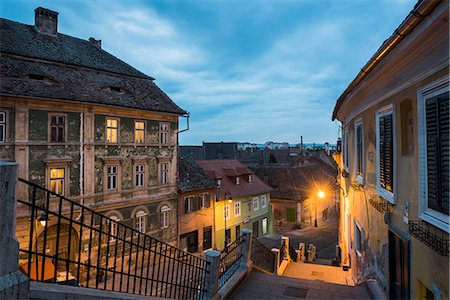 romanian culture - Sibiu, a 12th century Saxon city at night, Transylvania, Romania, Europe Stock Photo - Premium Royalty-Free, Code: 6119-08724848