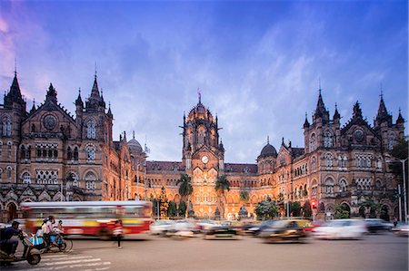 Chhatrapati Shivaji Terminus (Victoria Terminus), UNESCO World Heritage Site, historic railway station built by the British. Mumbai (Bombay), Maharashtra, India, Asia Stock Photo - Premium Royalty-Free, Code: 6119-08724941