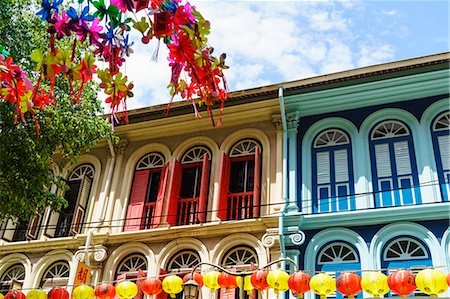 quartiere cinese - Restored and colourfully painted old shophouses in Chinatown, Singapore, Southeast Asia, Asia Fotografie stock - Premium Royalty-Free, Codice: 6119-08725036