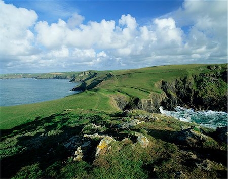 simsearch:6119-08739963,k - View across Pentire Head to coastline near Polzeath, Cornwall, England, United Kingdom, Europe Stock Photo - Premium Royalty-Free, Code: 6119-08739973